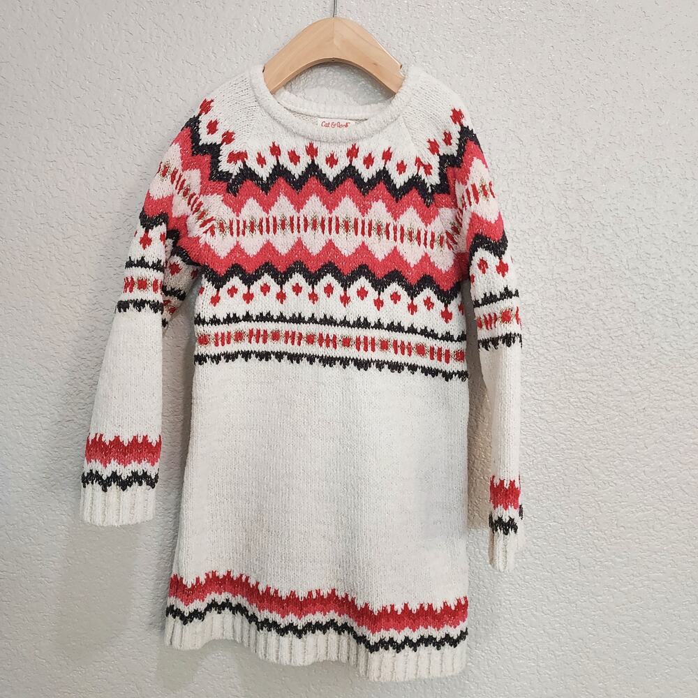 ⭐️5/$20 Cat & Jack Cream & Red Sweater Dress Size 5T
